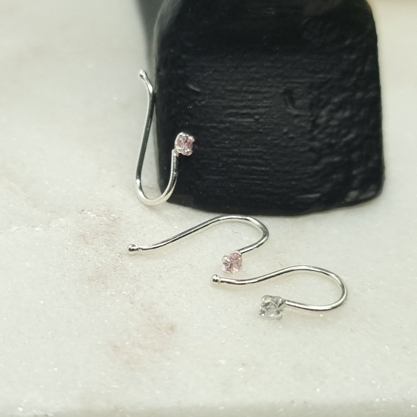 Fake Piercing with 2 mm CZ ( sterling silver )
