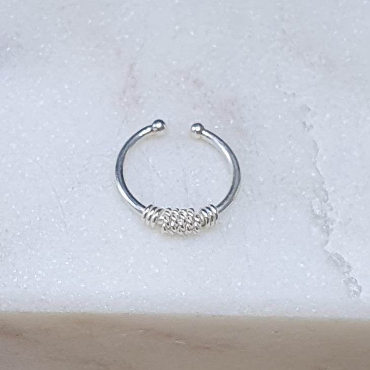 Fake Septum Piercing 2 wire middle rope ( sterling silver )