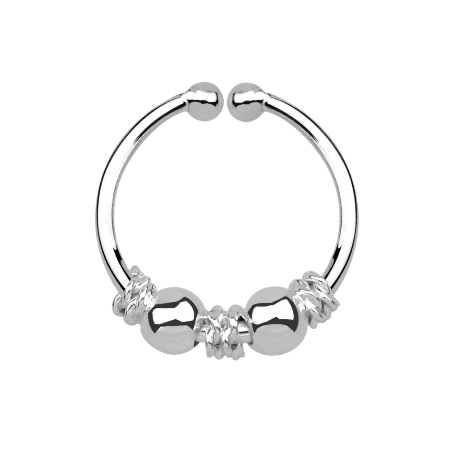 Fake Septum Piercing 3 ropes and 2 beads ( sterling silver )