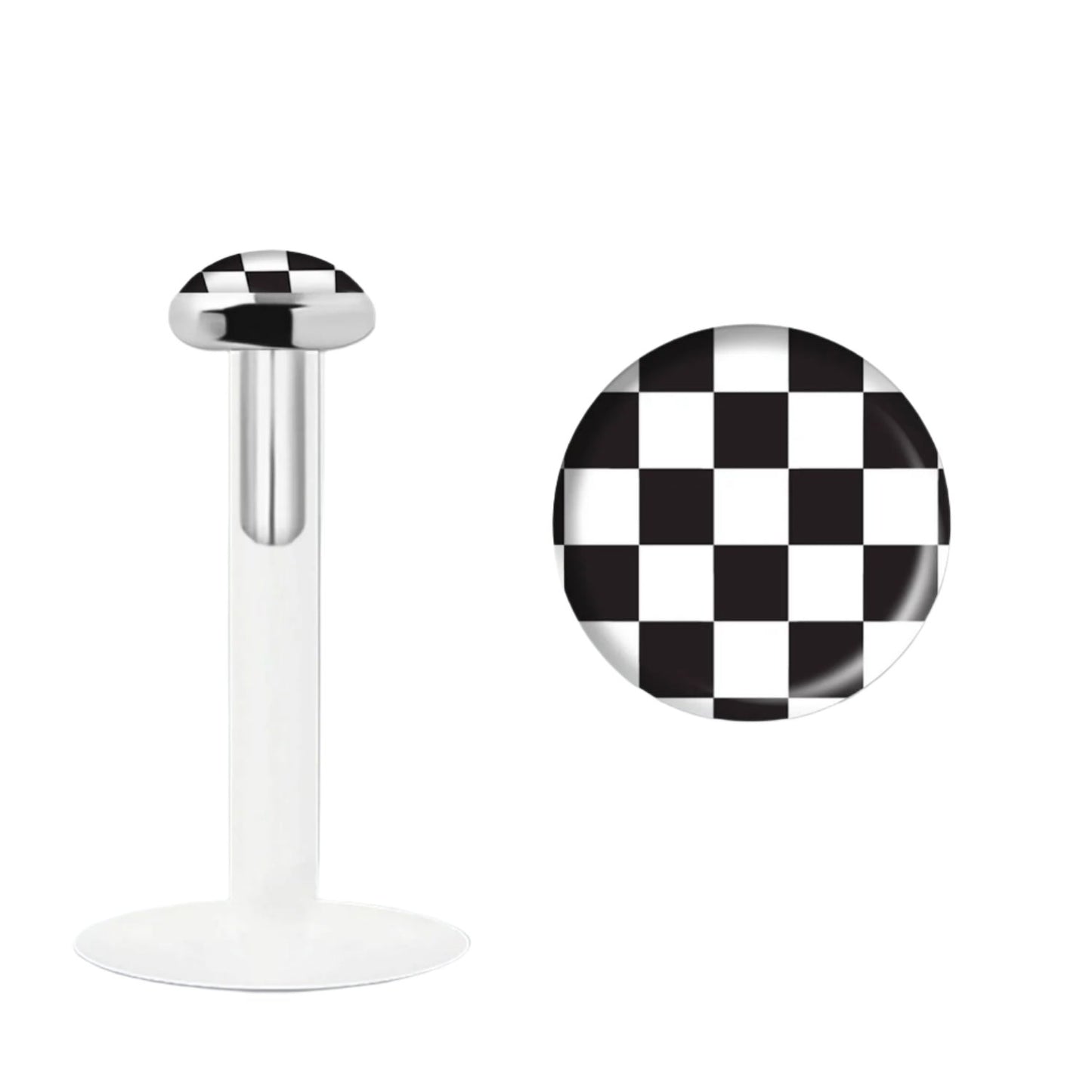 Labret with 3 mm sterling silver chess flat top ( bioflex )