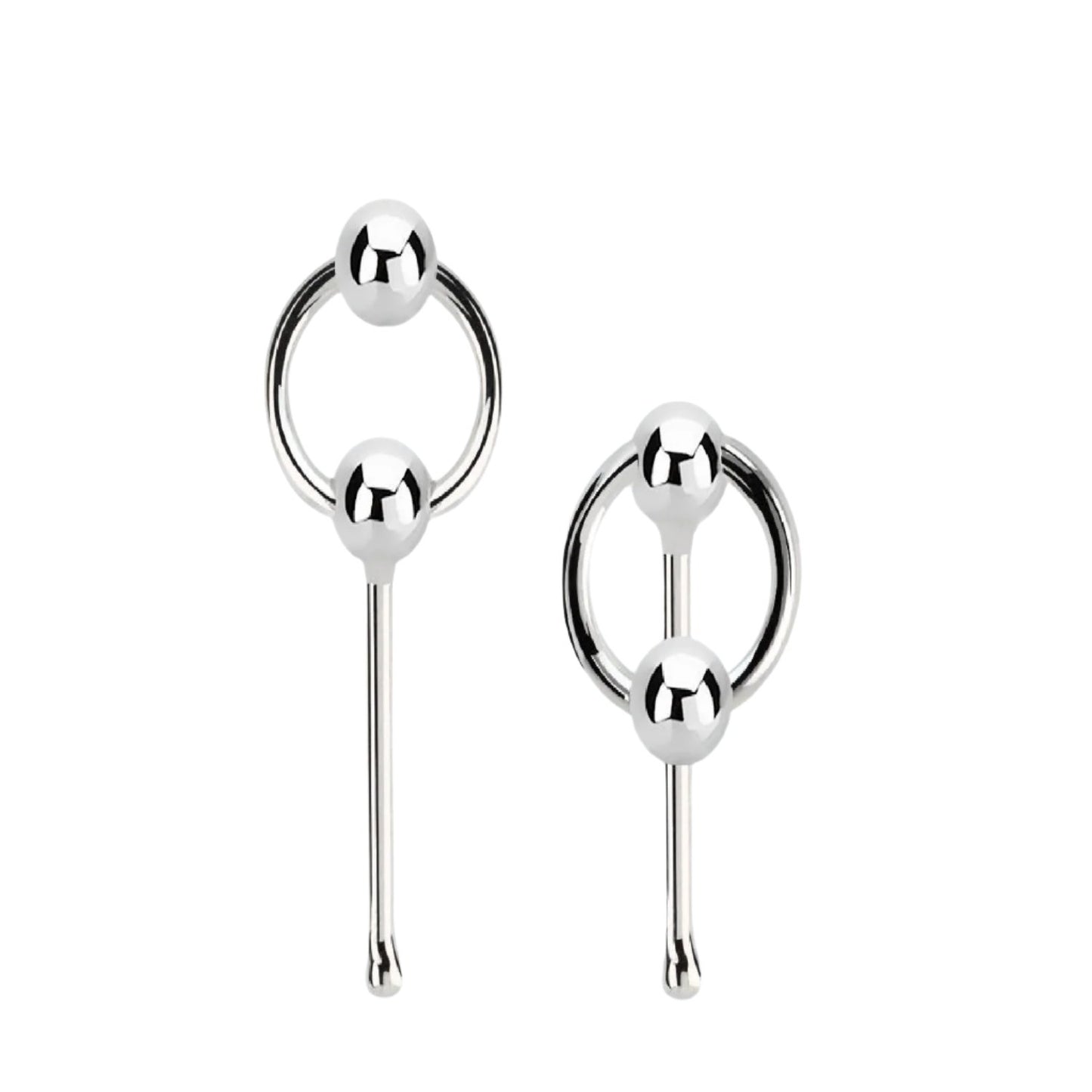 Straight nose stud with 2mm ball on slave hoop ( sterling silver )