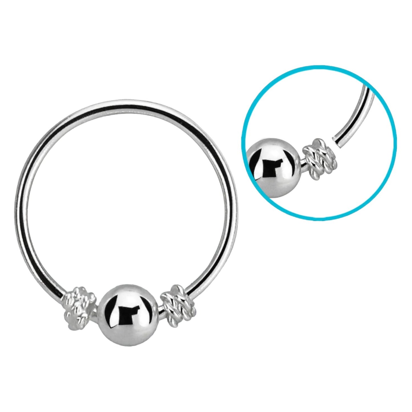 Continuous ring with wire design and a 3mm center ball ( sterling silver )