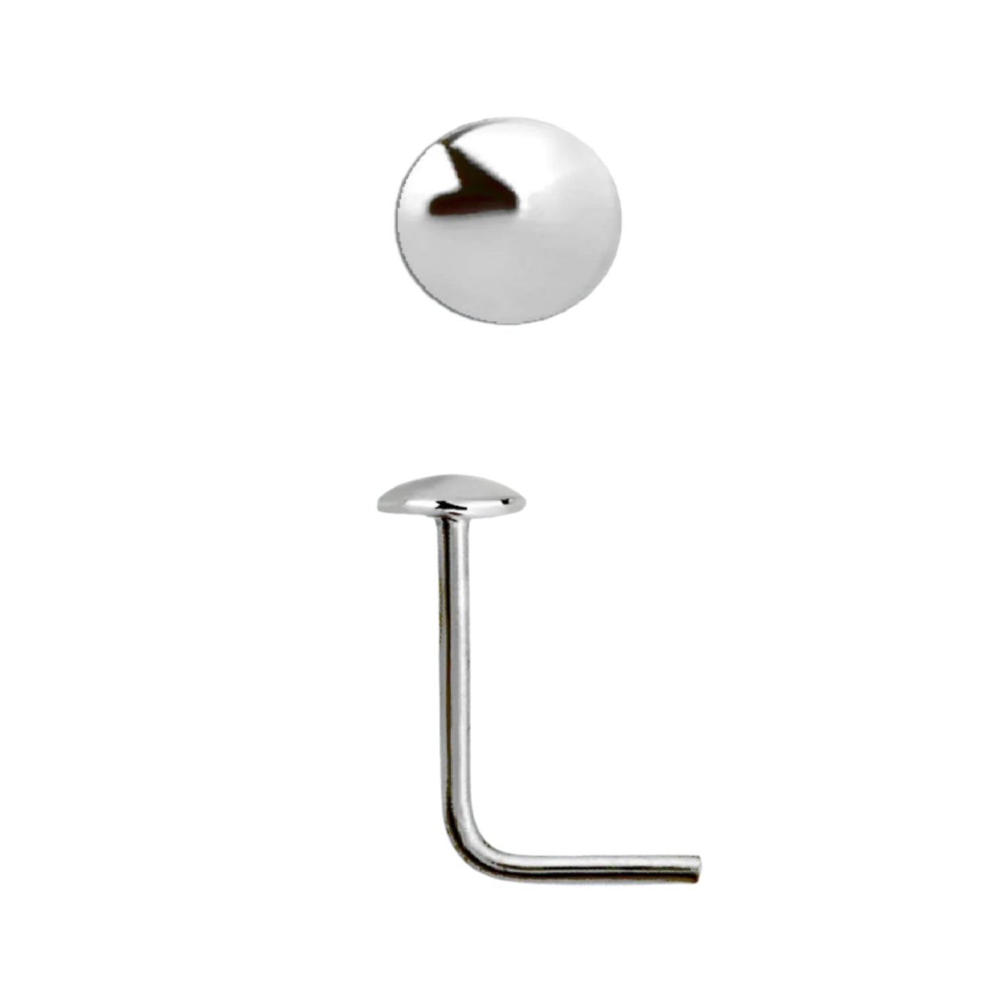 L-shaped nose stud with 2mm flat round top ( sterling silver )