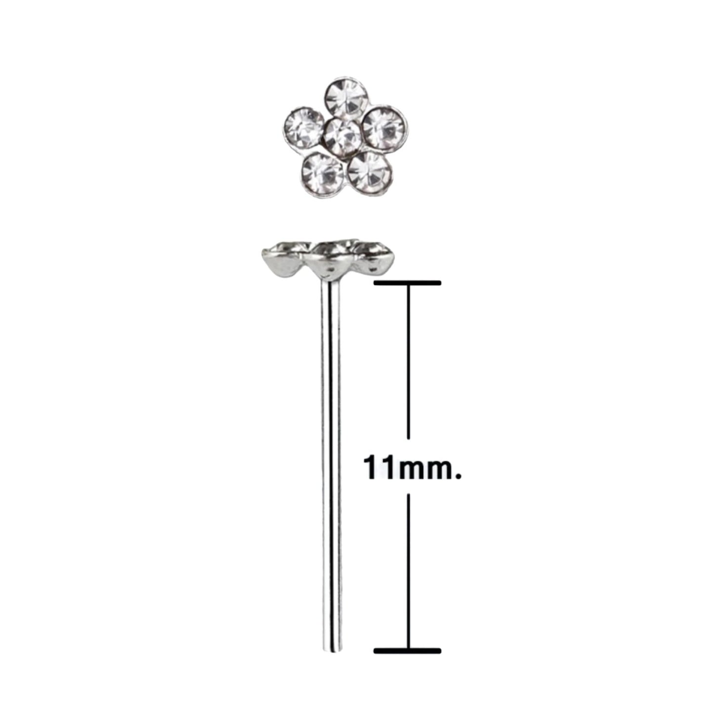 Bend IT nose stud with flower design top ( sterling silver )