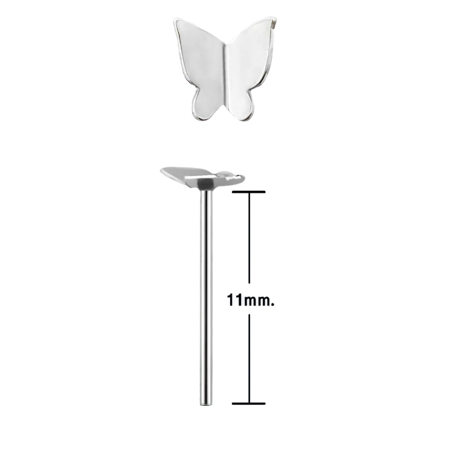 Bend IT nose stud with butterfly shaped top ( sterling silver )