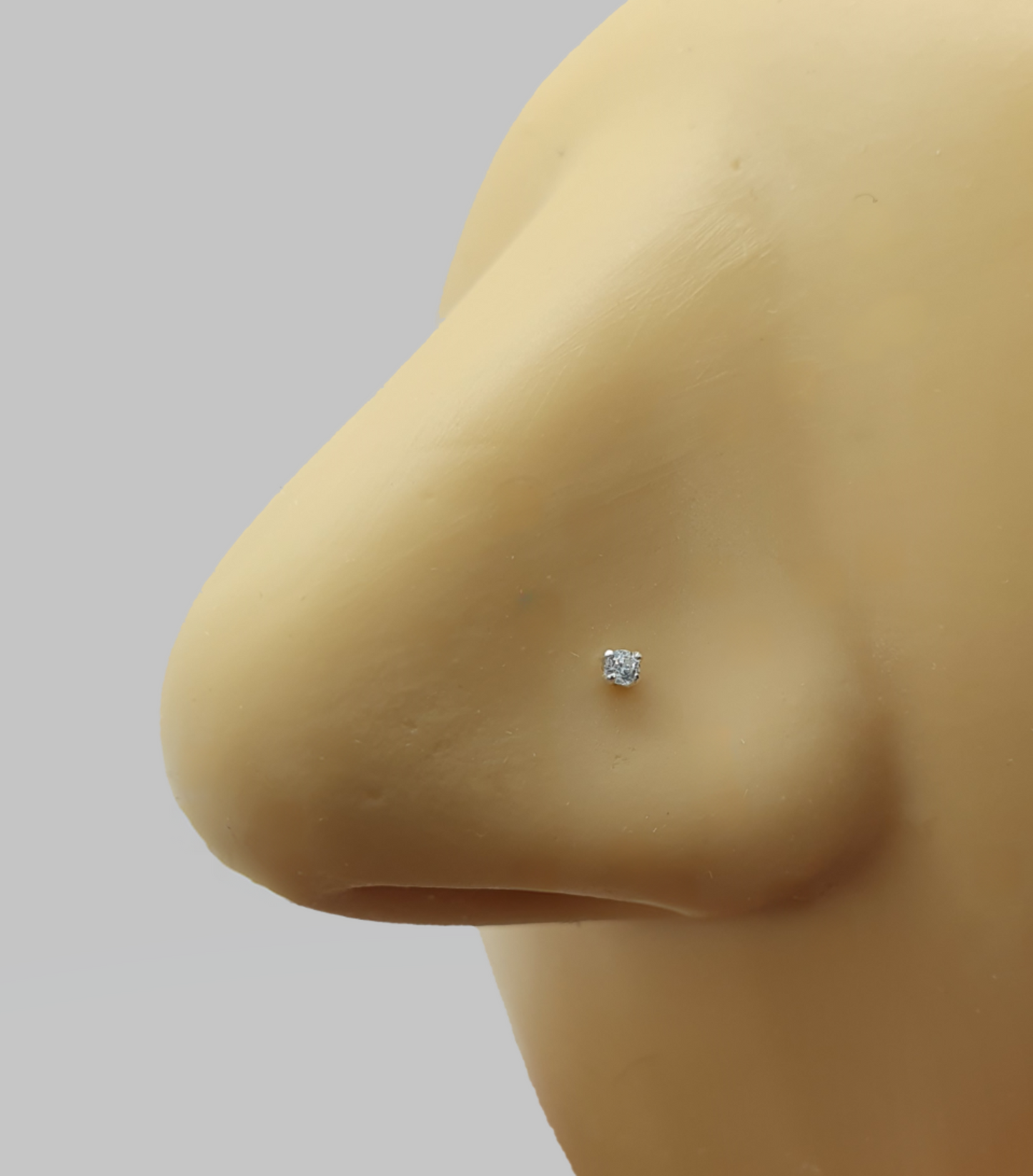 Bend IT nose stud with 1.5mm round crystal top ( sterling silver )