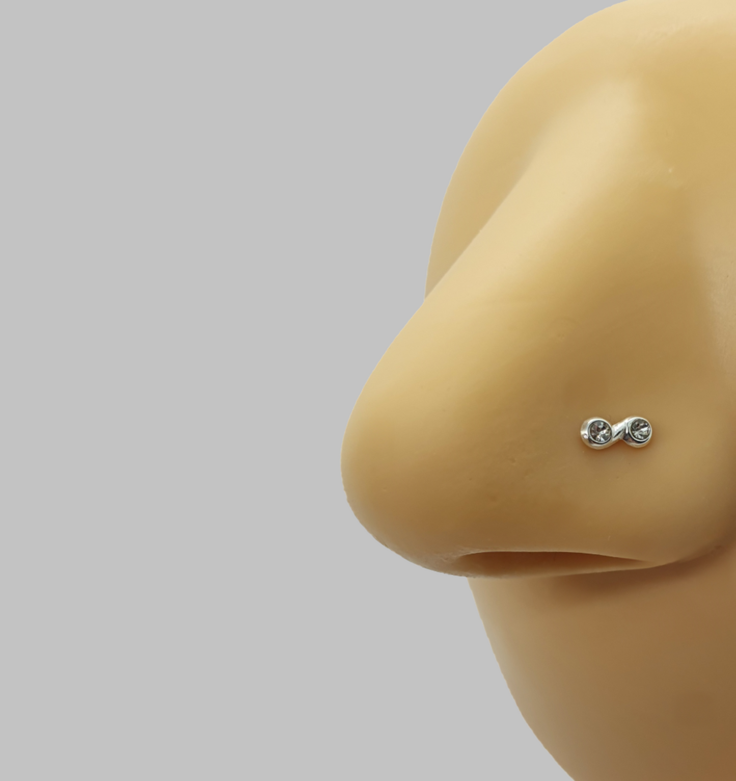 Bend IT nose stud with infinite crystals top ( sterling silver )
