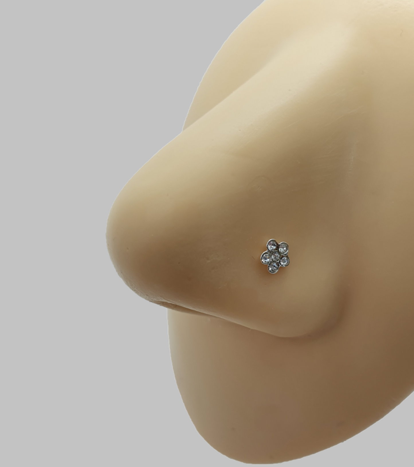 Bend IT nose stud with flower design top ( sterling silver )