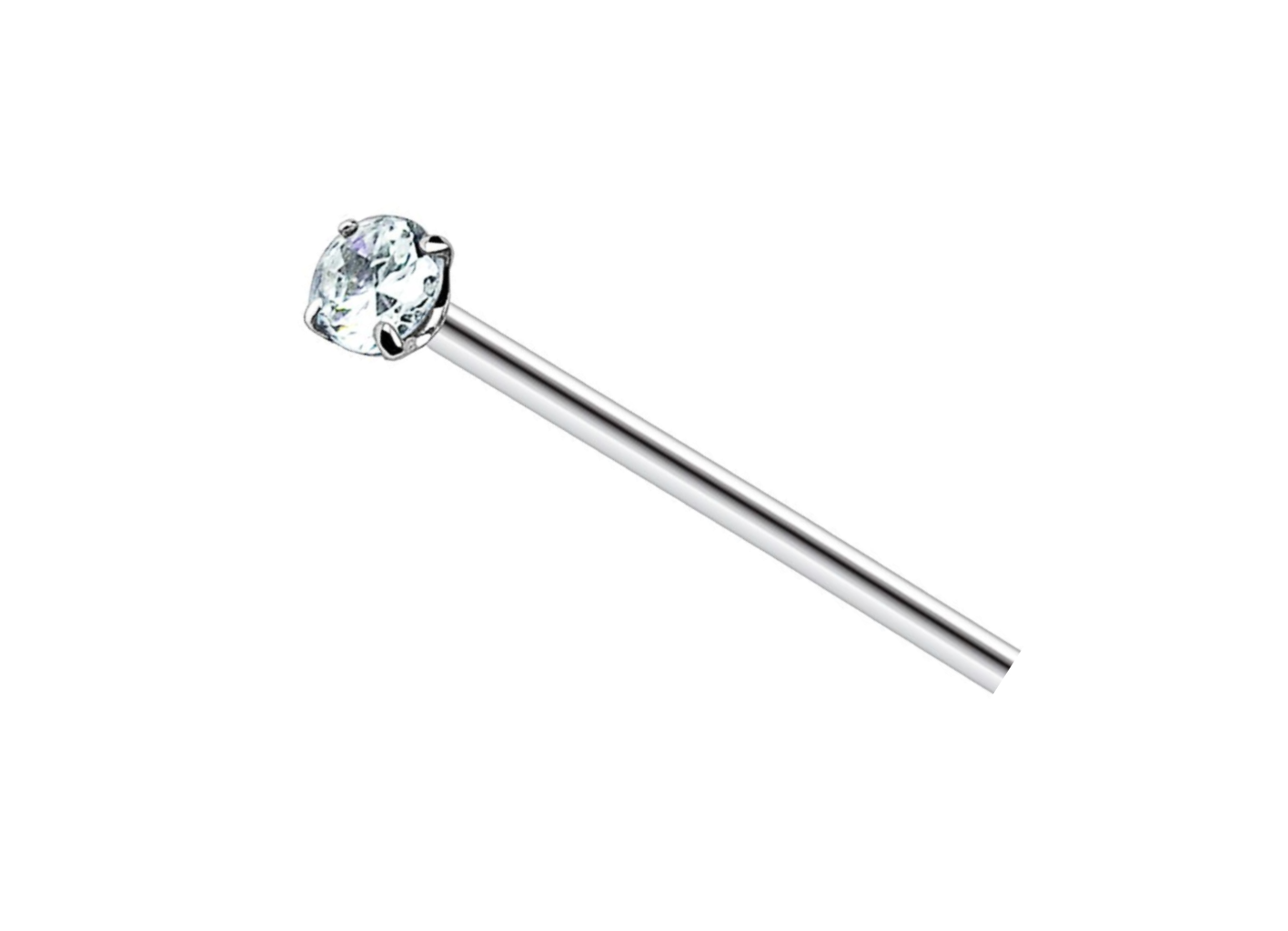Bend IT nose stud with 1.5mm round crystal top ( sterling silver )