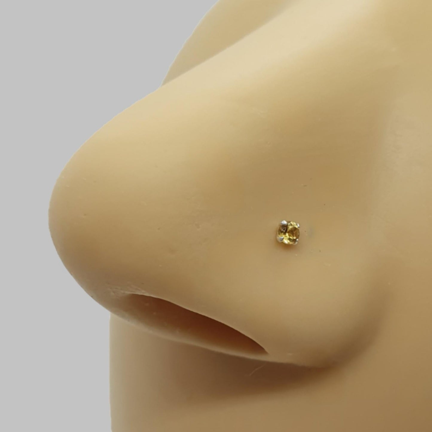Bend IT nose stud with 2mm genuine citrine ( sterling silver )