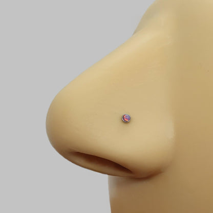 Nose screw stud with 1.5mm synthetic opal ( surgical steel )
