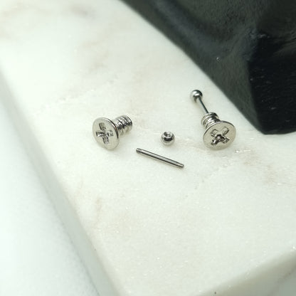 Tragus Piercing barbell with screw top and a 3mm steel ball ( 316L surgical steel )