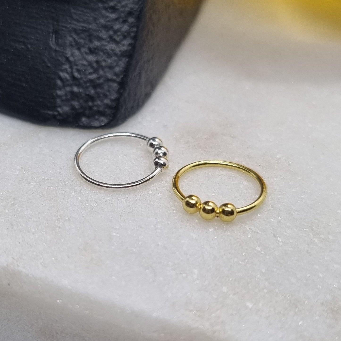 Continuous ring with triple 2mm beads ( sterling silver / gold )