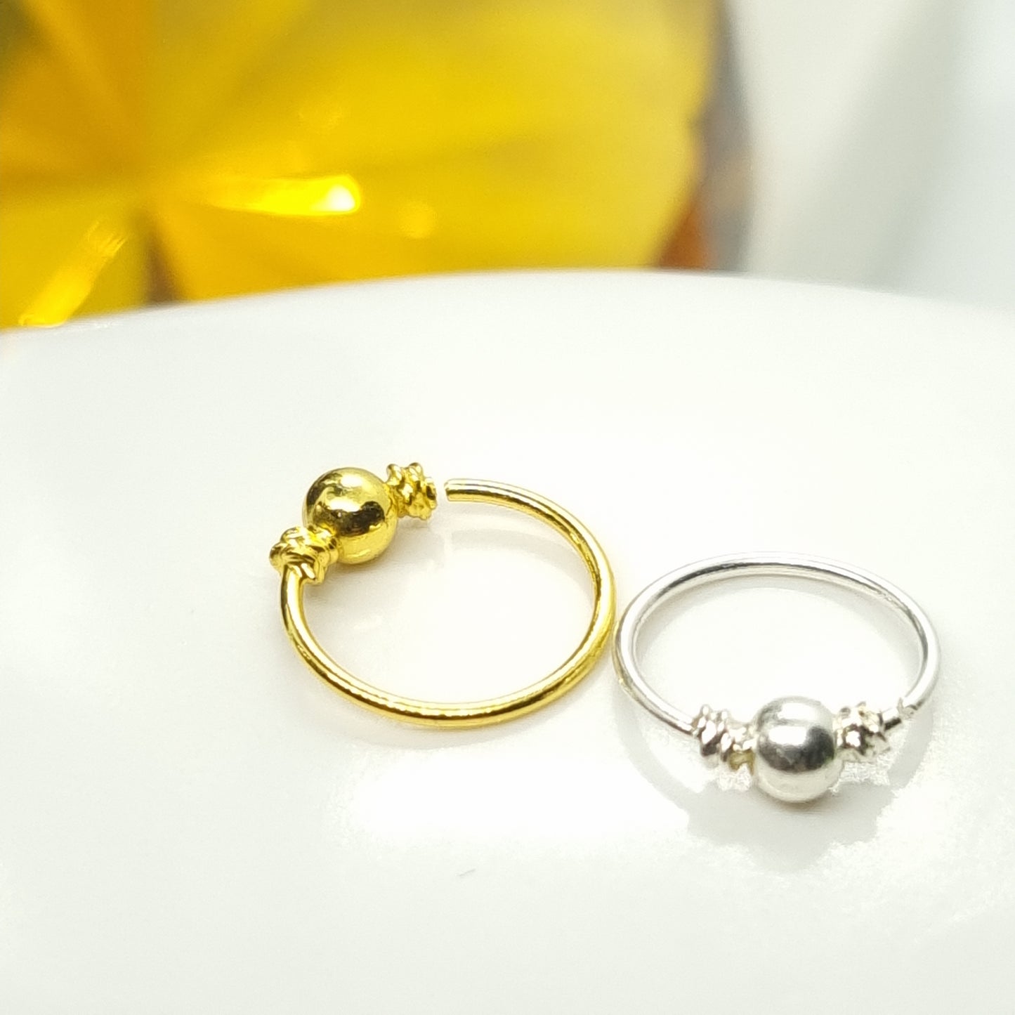 Continuous ring with wire design and a 3mm center ball ( sterling silver / gold )