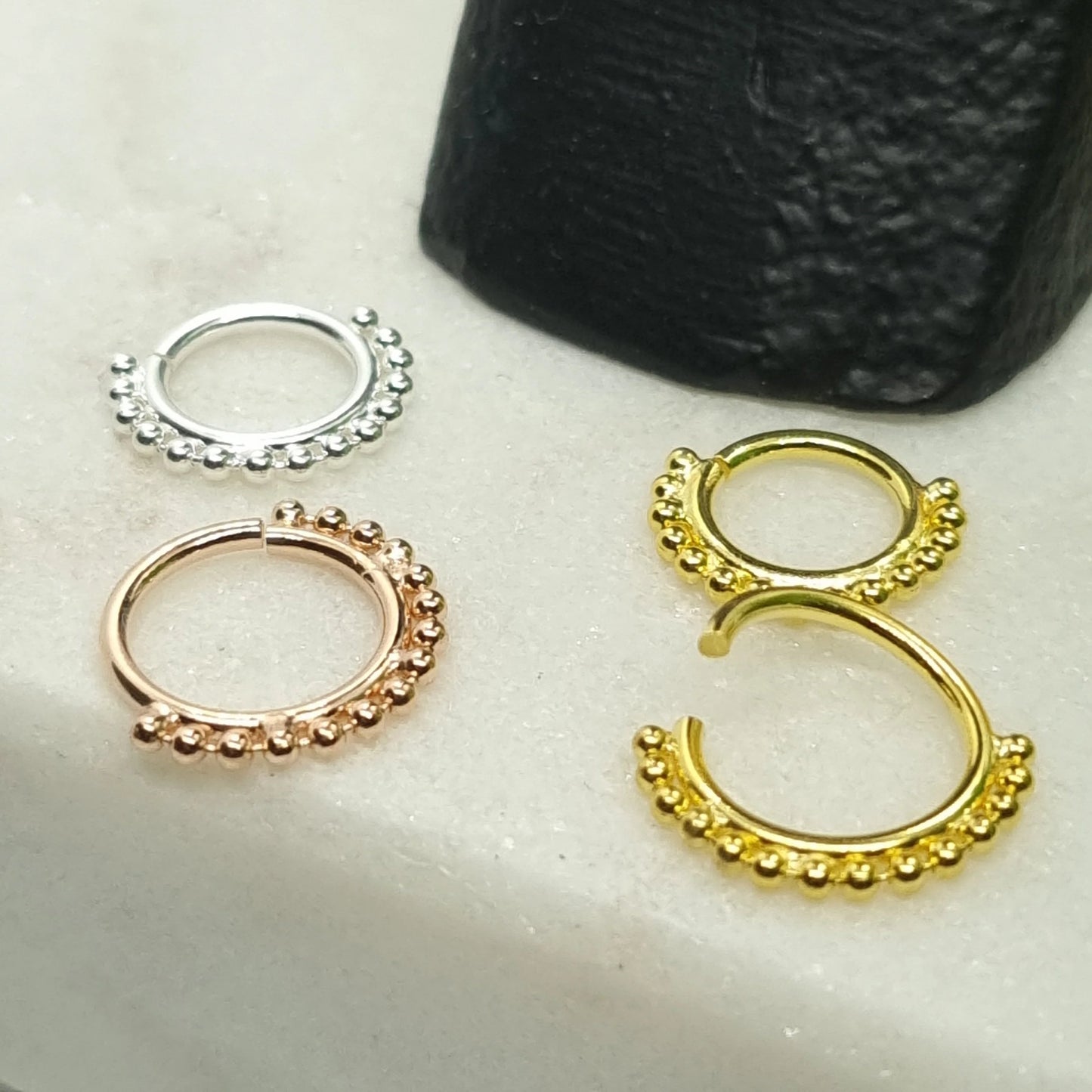 Continuous ring with small beads ( sterling silver )
