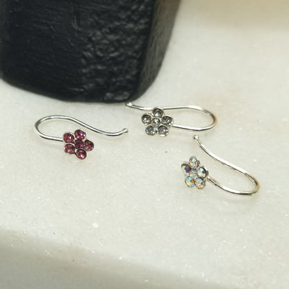 Fake Piercing with flower multi crystals clip ( sterling silver )