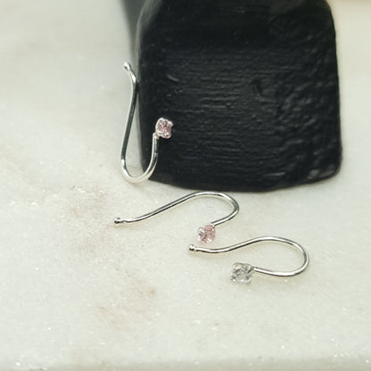 Fake Piercing with 2 mm CZ ( sterling silver )