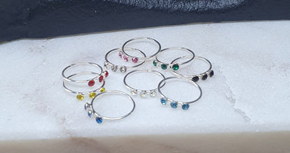 Continuous Nose ring with three 1.5mm crystals top ( sterling silver )