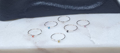Continuous Nose ring with a 1.5mm round Cubic Zirconia stone ( sterling silver )