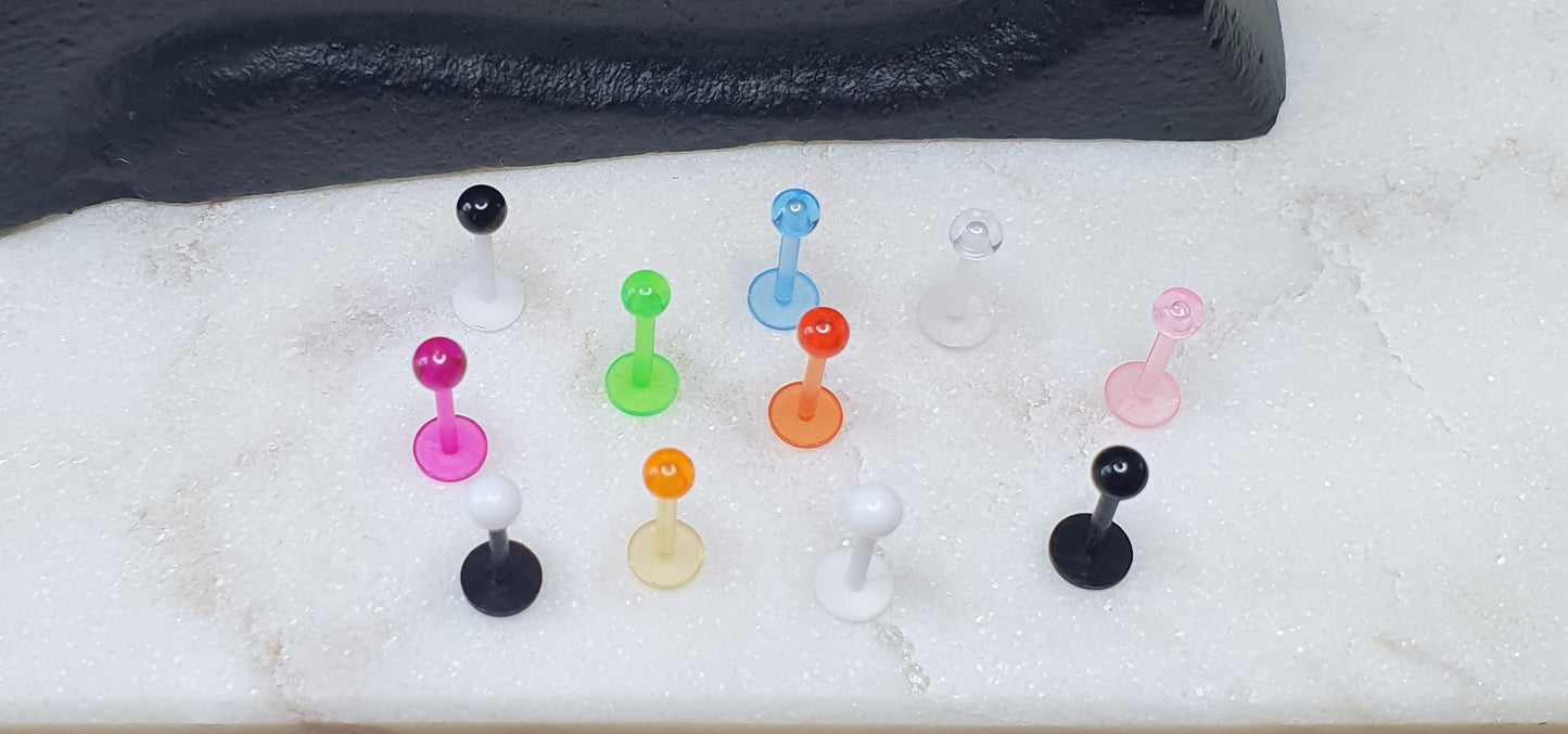 Labret with 3mm UV Ball and thickness of 1.2mm (16g) ( acrylic )