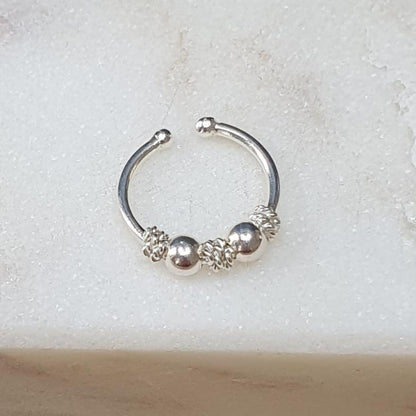 Fake Septum Piercing 3 ropes and 2 beads ( sterling silver )