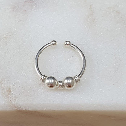 Fake Septum Piercing 3 wire 2 beads ( sterling silver )