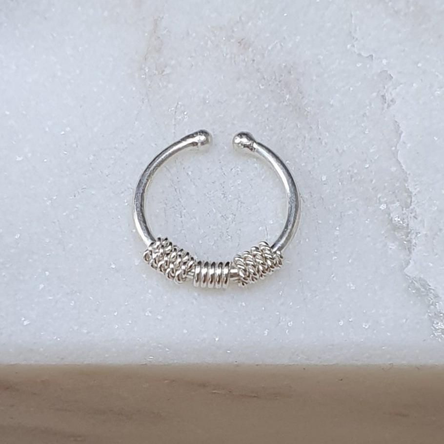 Fake Septum Piercing 2 ropes and middle rope ( sterling silver )