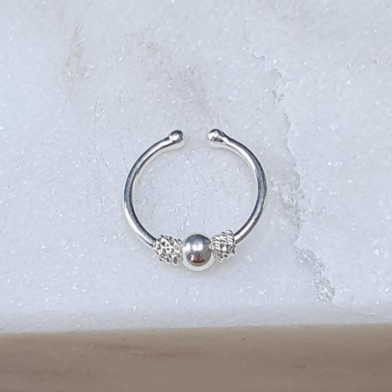 Fake Septum Piercing 2 ropes middle bead ( sterling silver )