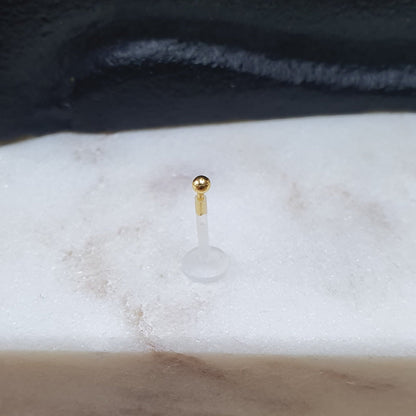 Labret with 2 mm sterling silver ball 18k gold plated( bioflex )