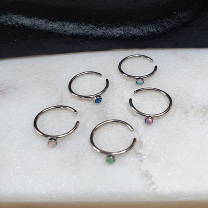 Continuous Ring with synthetic opal ( surgical steel  )
