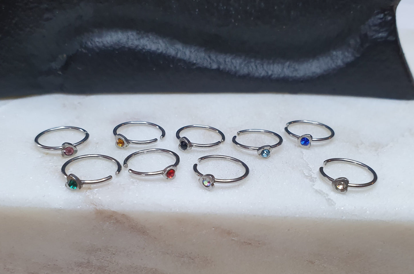 Continuous Ring with heart shaped top and crystal ( surgical steel  )