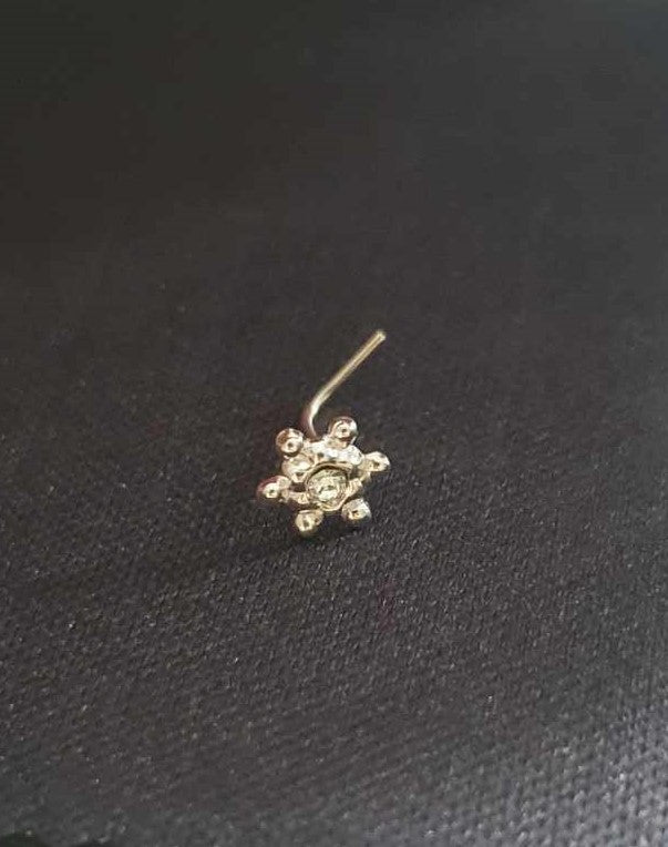 L-shaped nose stud with star design top ( sterling silver )