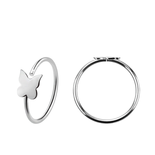 Continuous ring with butterfly design ( sterling silver )