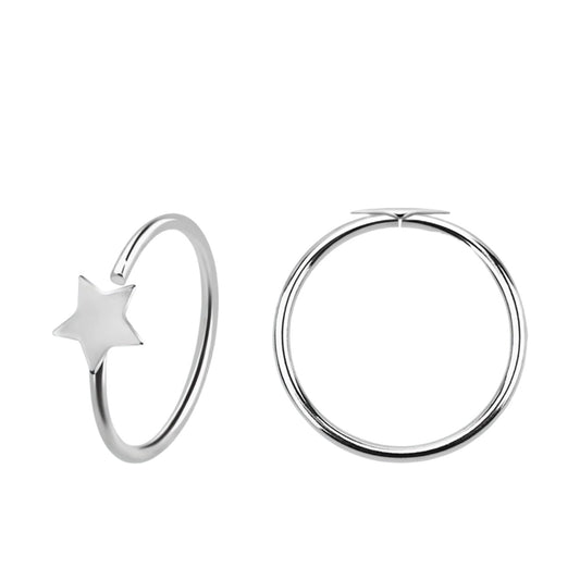 Continuous ring with star design ( sterling silver )
