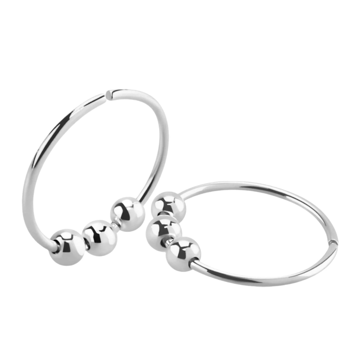 Continuous Piercing ring with three 2mm loose balls( sterling silver )