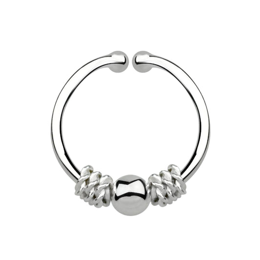 Fake Septum Piercing 2 ropes middle bead ( sterling silver )