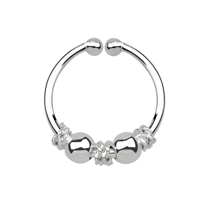 Fake Septum Piercing 3 ropes and 2 beads ( sterling silver )