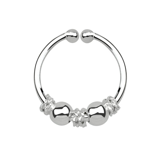 Fake Septum Piercing 3 ropes and 2 beads ( sterling silver )