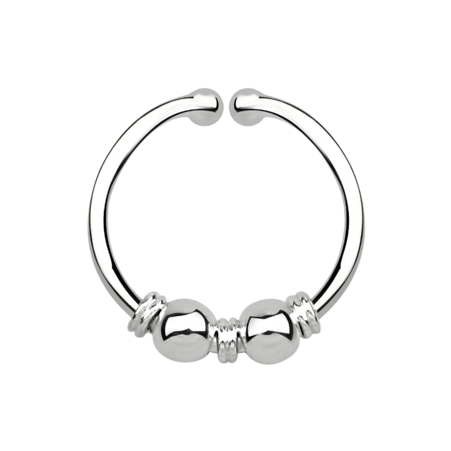 Fake Septum Piercing 3 wire 2 beads ( sterling silver )