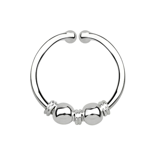 Fake Septum Piercing 3 wire 2 beads ( sterling silver )