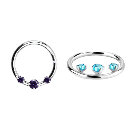 Continuous ring with a 3 round Cubic Zirconia stone ( sterling silver )