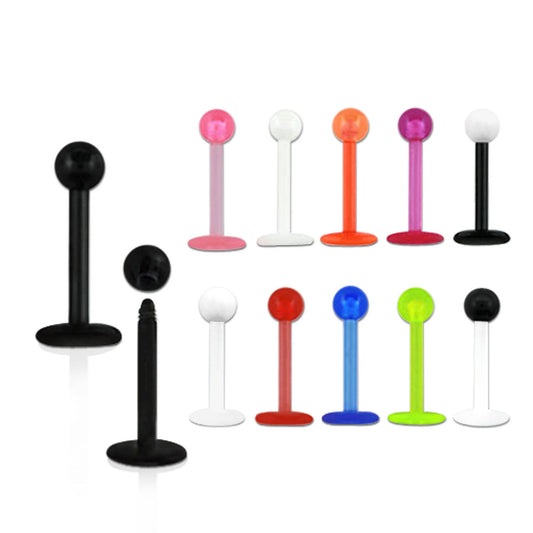 Labret with 3mm UV Ball and thickness of 1.2mm (16g) ( acrylic )