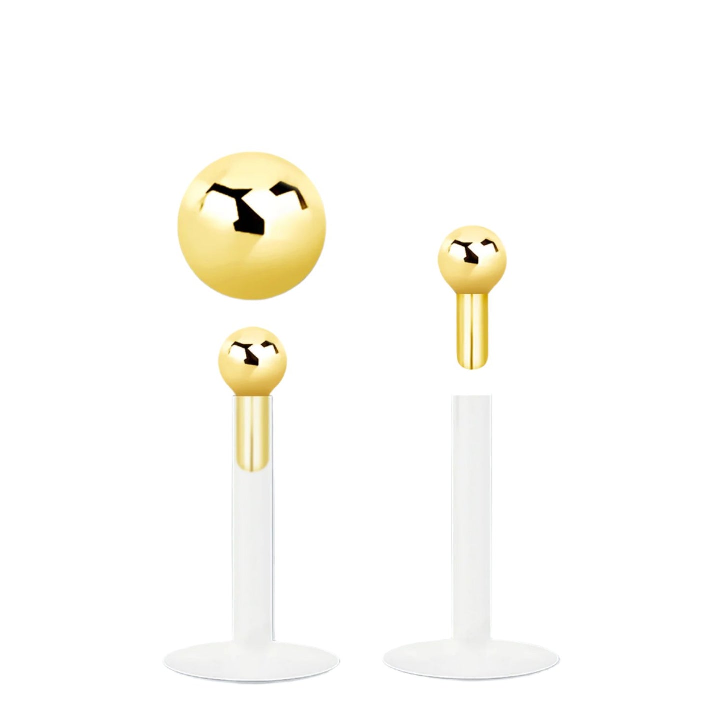Labret with 2 mm sterling silver ball 18k gold plated( bioflex )