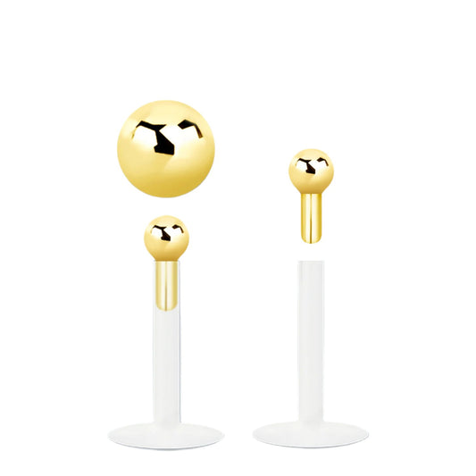 Labret with 2 mm sterling silver ball 18k gold plated( bioflex )