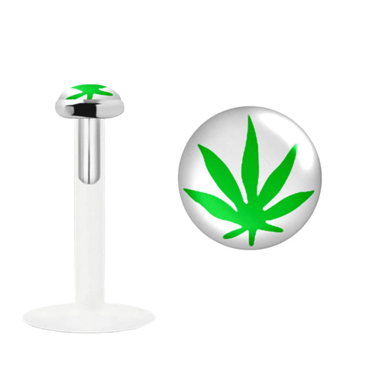 Labret with 3 mm sterling silver marijuana flat top ( bioflex )