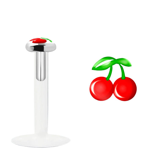 Labret with 3 mm sterling silver cherry flat top ( bioflex )