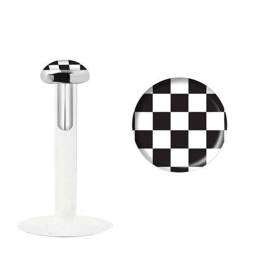 Labret with 3 mm sterling silver chess flat top ( bioflex )