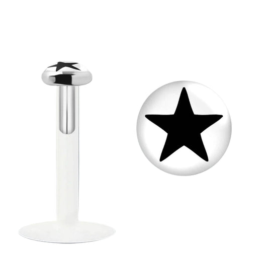Labret with 3 mm sterling silver star flat top ( bioflex )