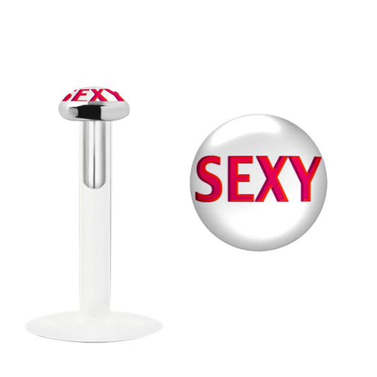 Labret with 3 mm sterling silver sexy flat top ( bioflex )