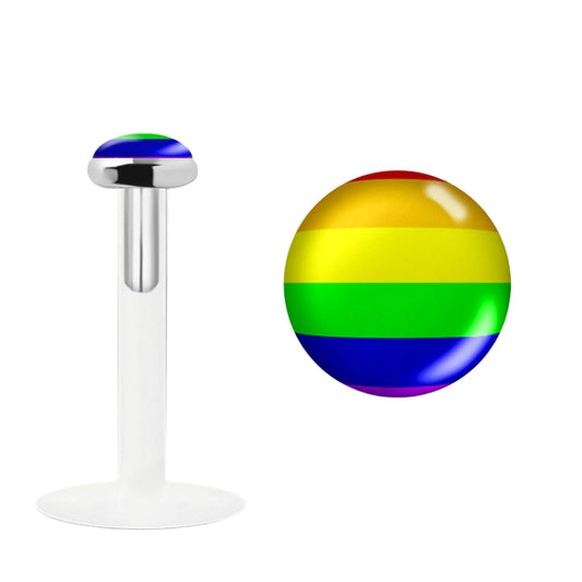 Labret with 3 mm sterling silver rainbow flat top ( bioflex )